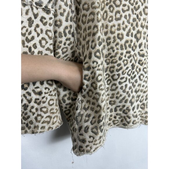 Free People-We the Free-Women S Leopard Cowl Neck Boxy Oversized Snap Shacket - Picture 12 of 13